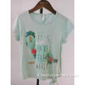 top da bambina casual con stampa frontale in maglia di cotone